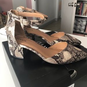 Torrid Snakeskin Ankle Strap Block Heels